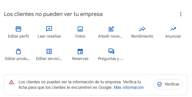 ficha de empresa no verificada